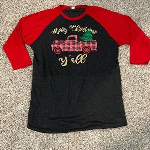 Merry Christmas ya’ll 3/4 length sleeve tunic style shirt 3X